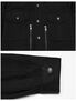Black gothic button-up shirt with snap chest pockets, zip details, and cuffed sleeves