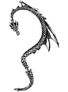 Line drawing of The Dragons Lure left ear earring cuffs featuring a dragon design with scales and wings