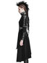 Side view of Final Encounter Women's Post Apocalypse Coat in black with textured details and belt