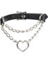 Heart and Chain Leather Choker