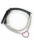 Pink Heart and Chain Pull Leather Choker