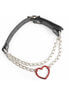 Leather Choker with Choke Chain and Red Heart