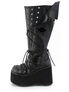 KERA-203 knee-high gothic platform boots in black with metal eyelets, front lacing, and side zip