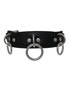 3 Ring Black Leather Choker