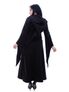 Back view of Lilith Gothic Hoody Coat in black with pointed hood and long draped sleeves