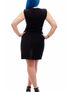 Front view of Luna Body Con Dress in black, fitted silhouette with short sleeves