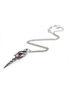 Gothic necklace featuring a silver chain and a wand pendant with colorful gemstones.