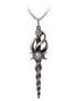 Gothic necklace featuring a wand pendant with a twisted design and colorful gemstones.