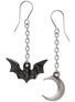 Lunatious Bat and Moon Earrings