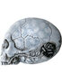 Close-up of Gothic Raven Nevermore Compact Mirror with a cracked skull design and black rose detail
