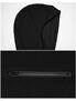 Black pullover hoodie with a textured hood and a front zip pocket