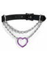 Purple Heart and Chain Pull Leather Choker