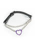 Purple Heart and Chain Pull Leather Choker