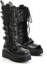 REBEL-200 Black Platform Knee-High Combat Boots