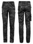 Front and back view of black Shadow Infantry Pants with cargo pockets and distressed details