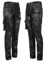 Front and back view of black Shadow Infantry Pants with cargo pockets and distressed details