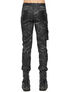 Front view of black Shadow Infantry Pants with a textured, distressed fabric and tapered fit