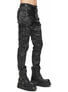 Front view of Shadow Infantry Pants in black with cargo pockets and distressed details