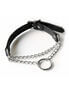 Leather choker with Silver ring and slip chain choker