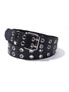 Double Row Black Leather Grommet Belt