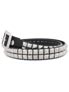 Black leather belt with 2 rows silver pyramid studs