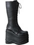 WAVE-302 Black Platform Boots