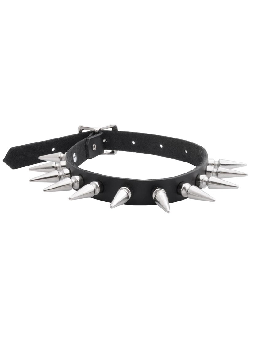 1 1/8 Inch Spiked Leather Choker