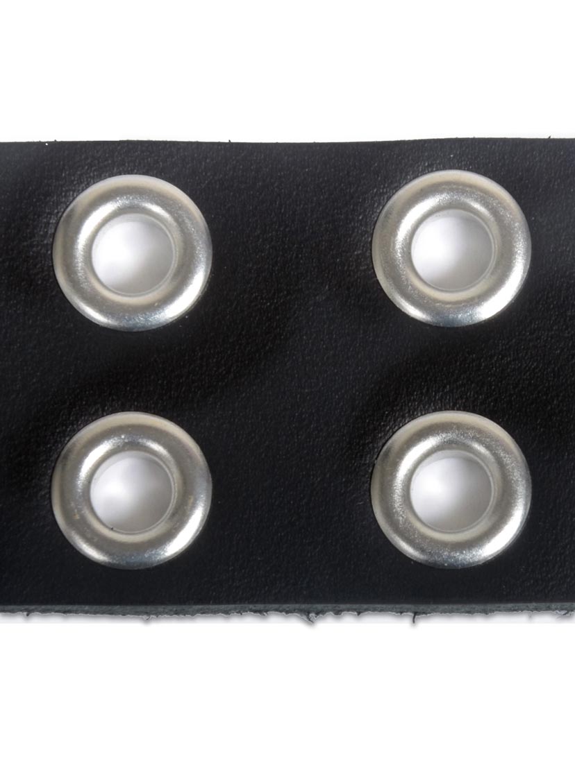 Double Row Star Grommet PU Leather Belt Black / M