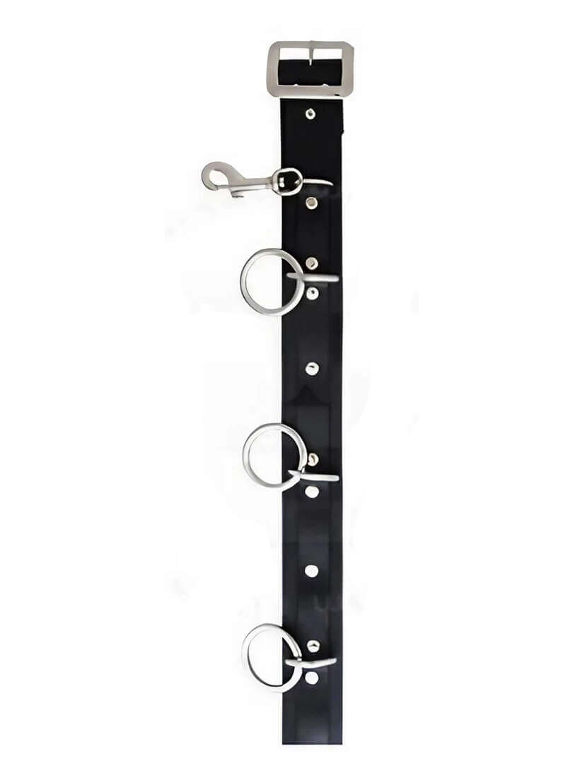 Leather Bondage Belt with 9 Large Rings
