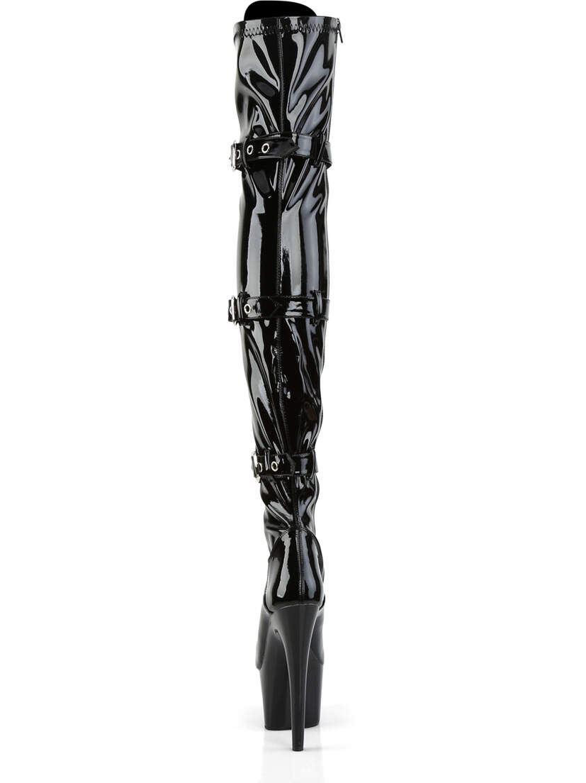 ADORE-3028 - Black Patent Stiletto Thigh High Boots