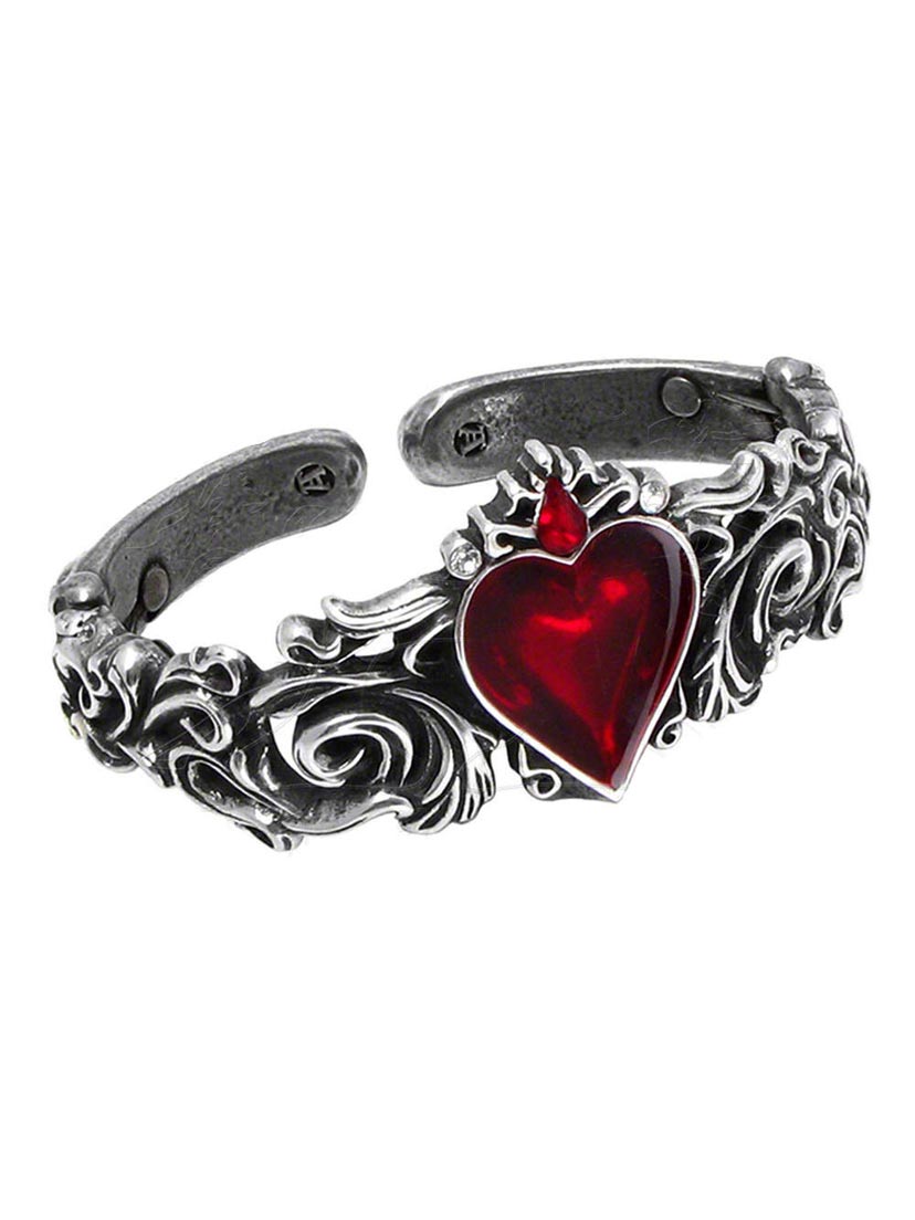 Alchemy Gothic Betrothal Enamel Heart Pewter Bracelet