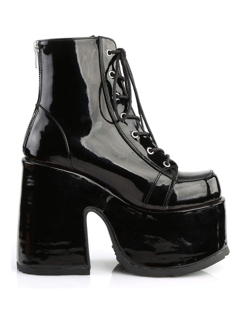 CAMEL-203 Black Patent Boots