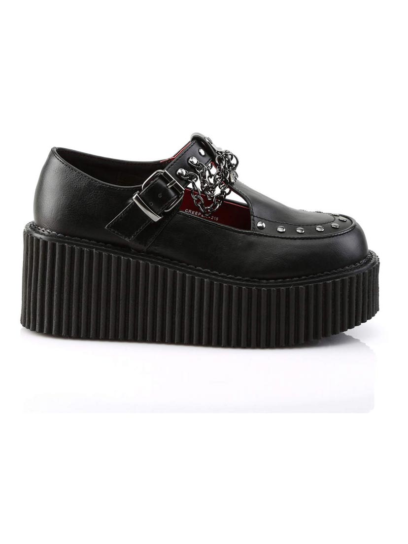 DemoniaCult - Creeper 215 Black Vegan Leather - Sapatos de Mulher