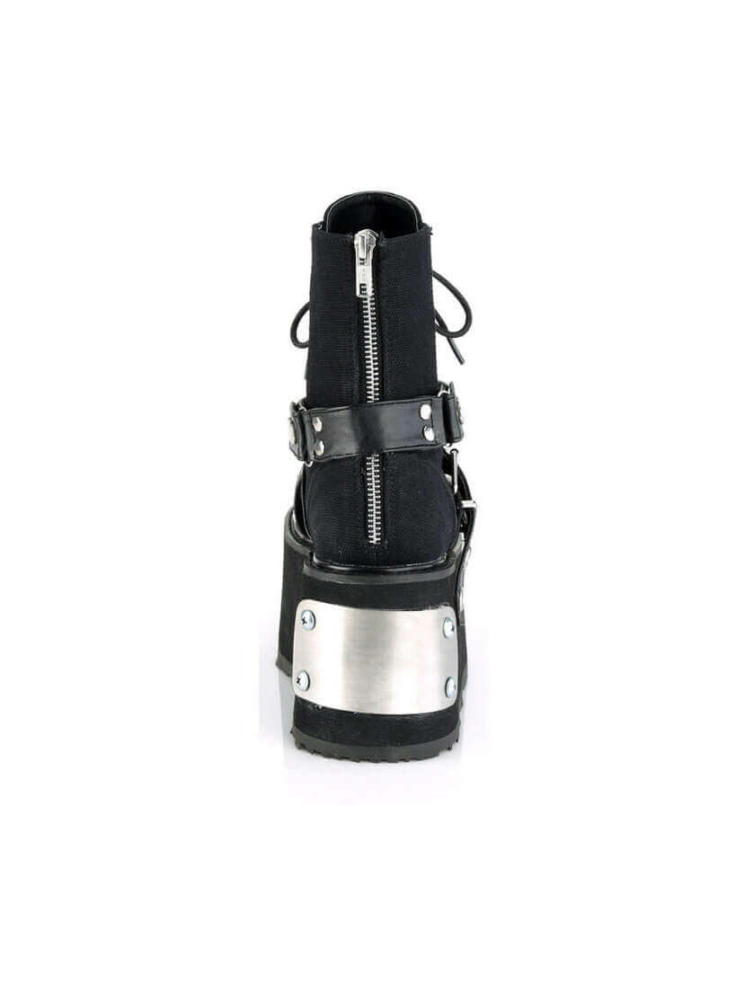 DAMNED-116 Black Canvas Platform Boots