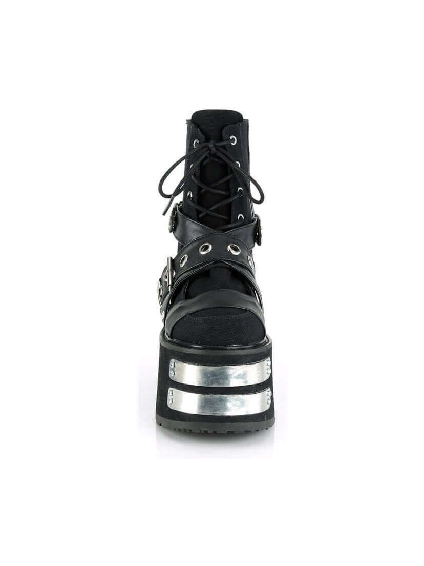 DAMNED-116 Black Canvas Platform Boots