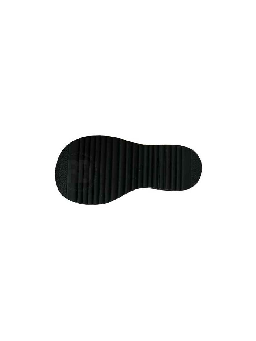 Bottom view of DOLLY-01 Black Patent Shoes showing textured black rubber sole with ridged pattern