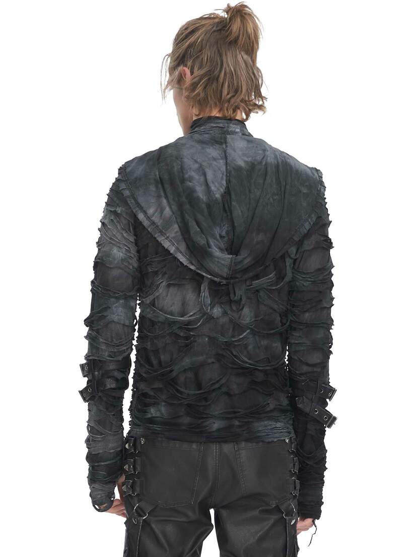 Darkwave Distressed Top with Oversized Hood