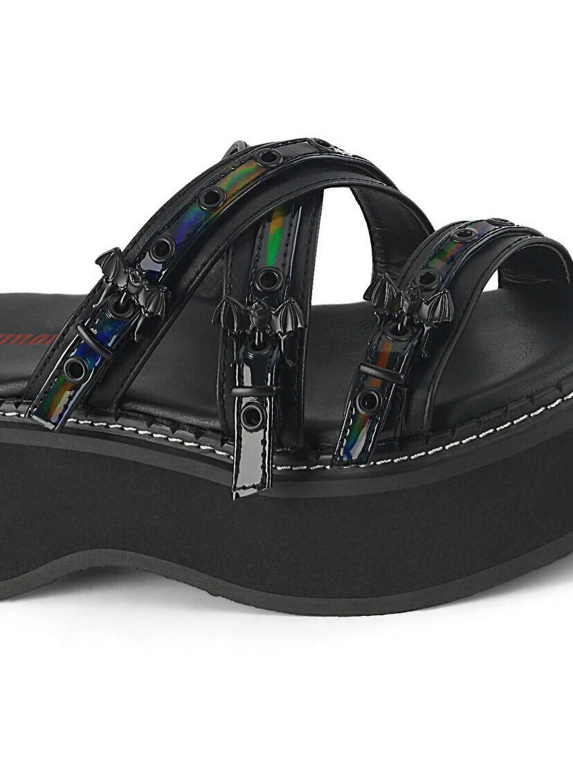 Emily-07 Platform Sandals with Iridescent Straps