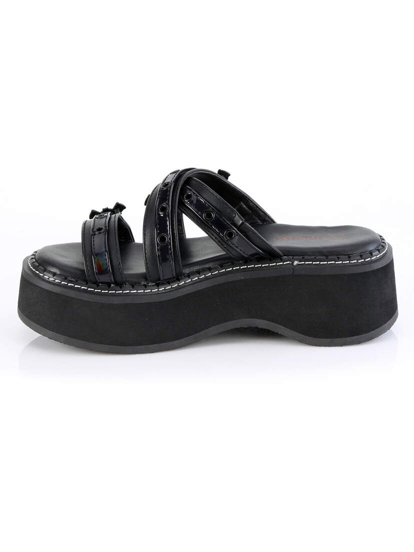 Emily-07 Platform Sandals with Iridescent Straps