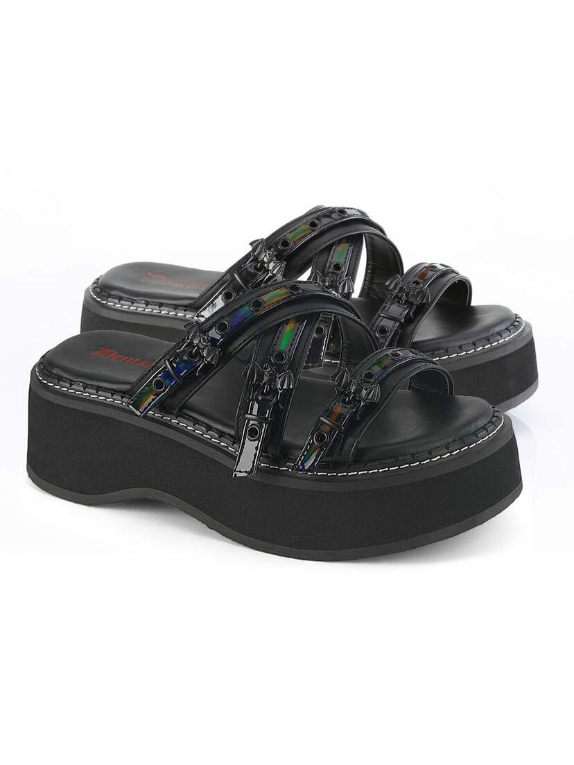 Emily-07 Platform Sandals with Iridescent Straps