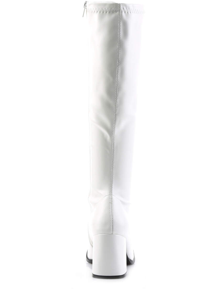 GOGO-300 White 3 Inch Heel Gogo Boots
