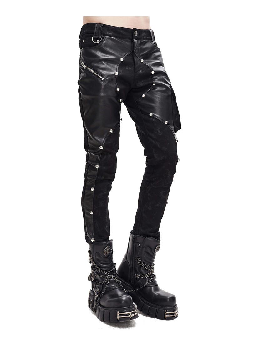 Men Gothic Red Cargo Trouser Alt Punk Chains Straps Baggy Pants