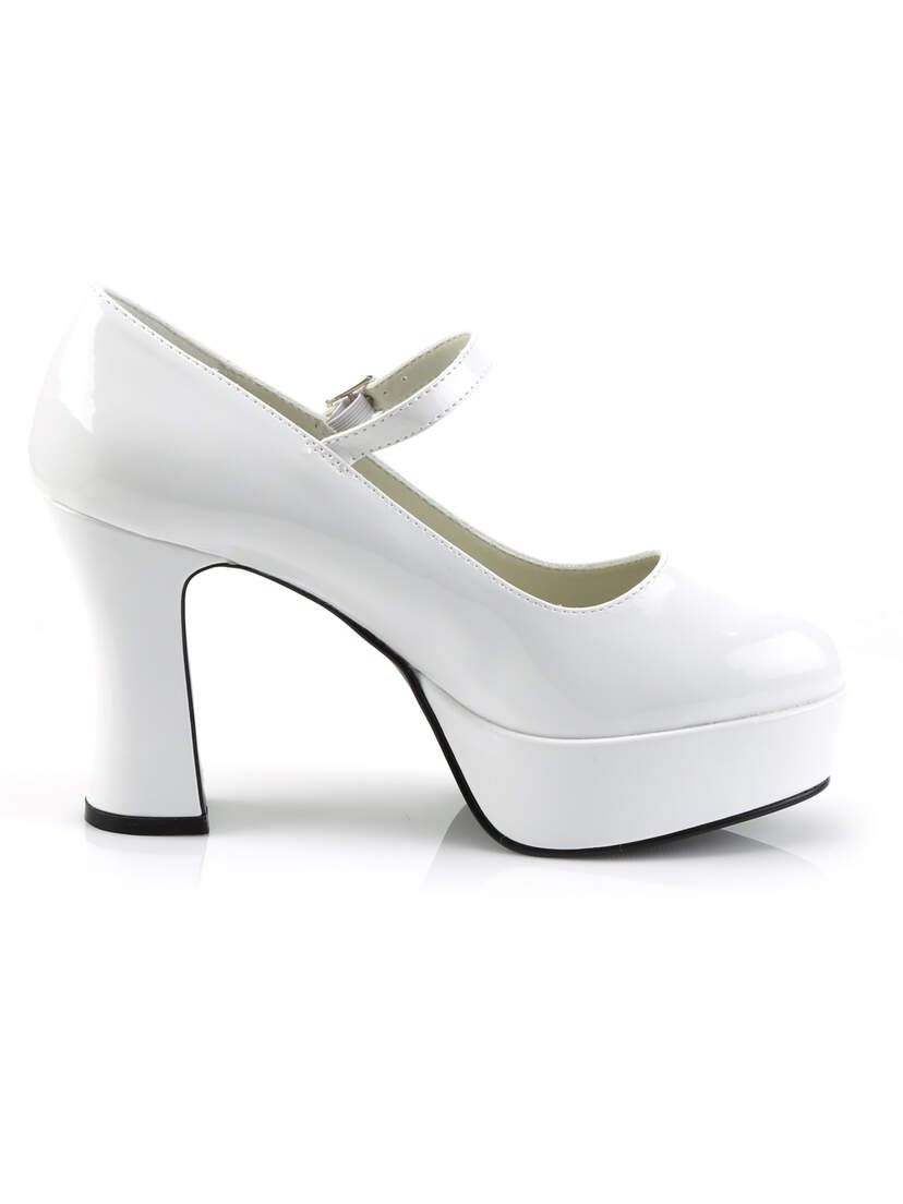 MARYJANE-50 White Platform Heels