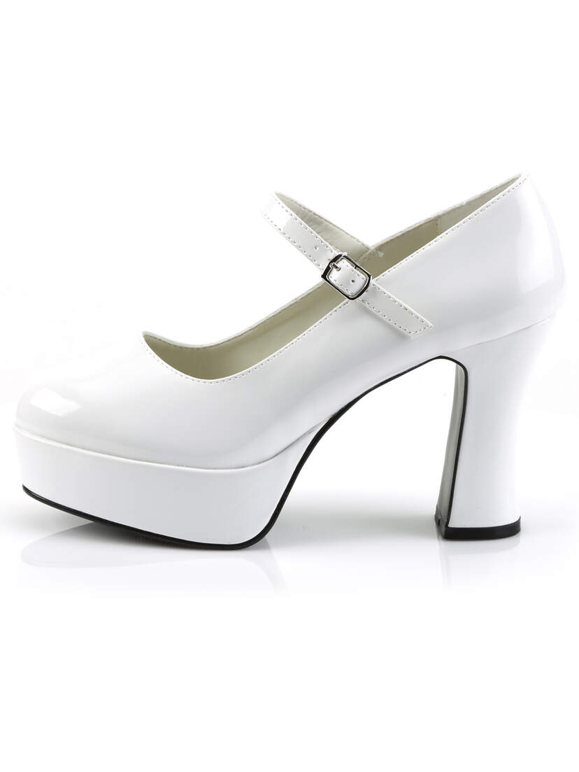 MARYJANE-50 White Platform Heels