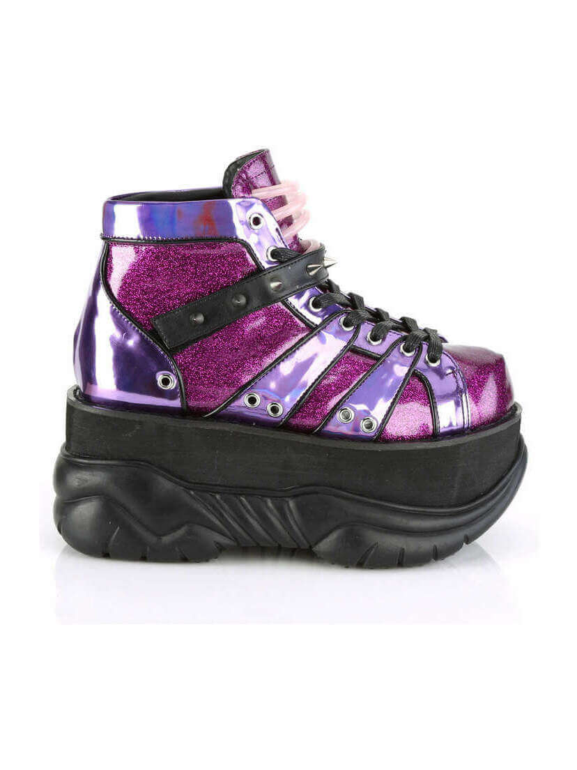 NEPTUNE-100 Purple Glitter Platform Shoes