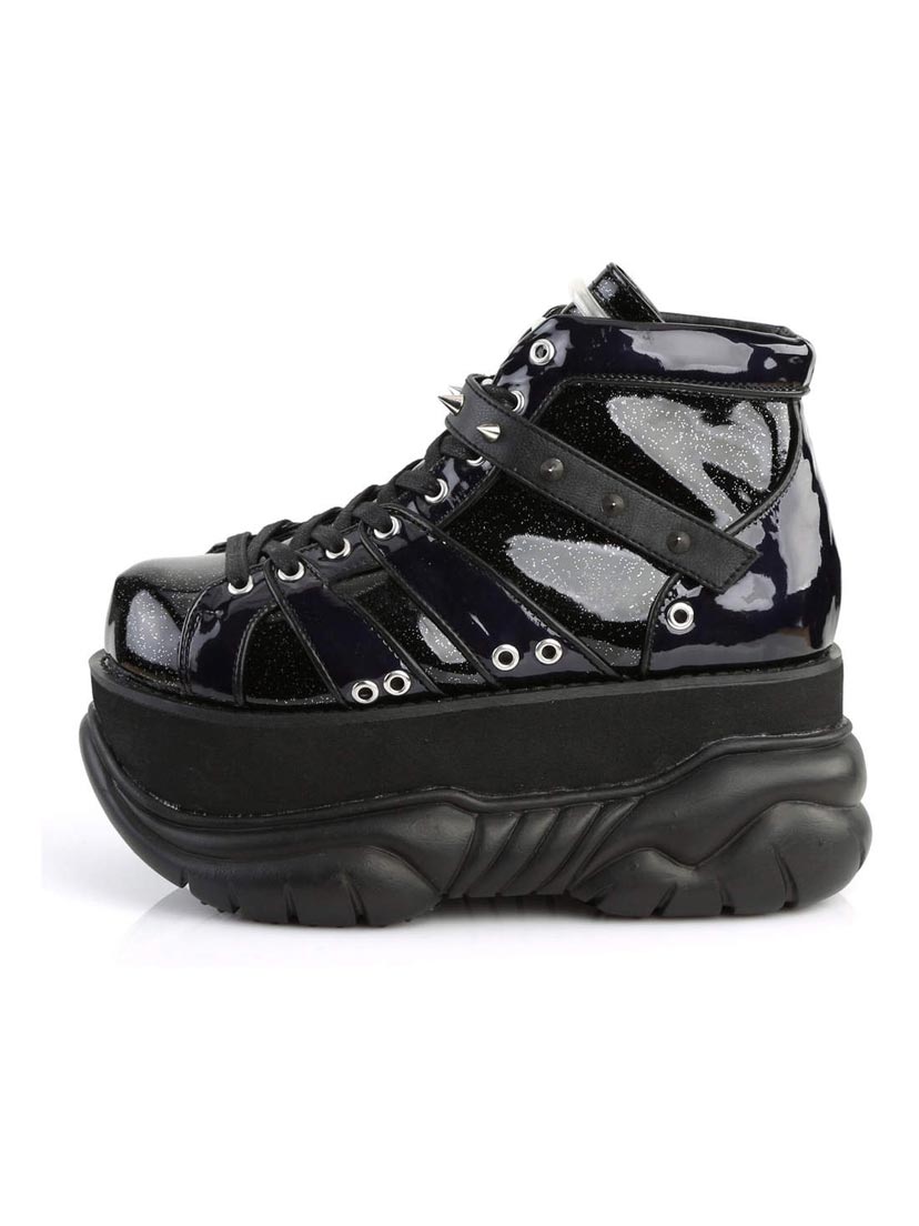 NEPTUNE-100 Black Glitter Platform Shoes