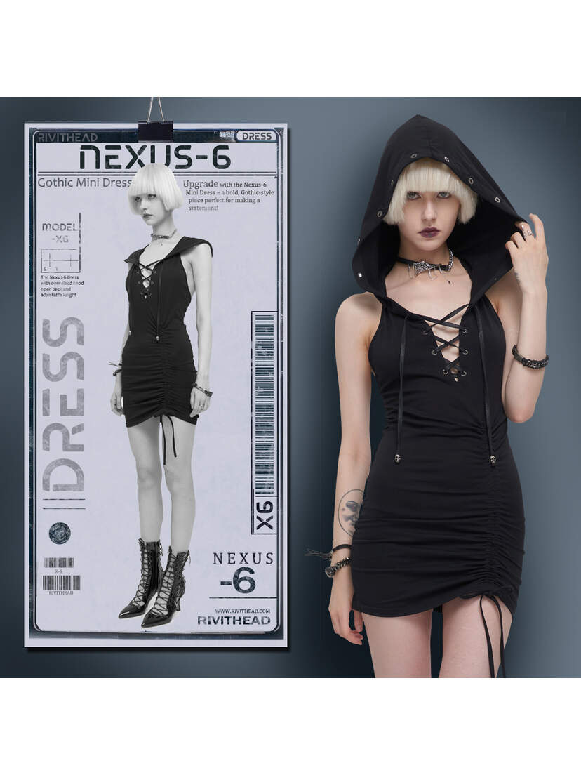 Nexus-6 Mini Dress with Over-sized Hood