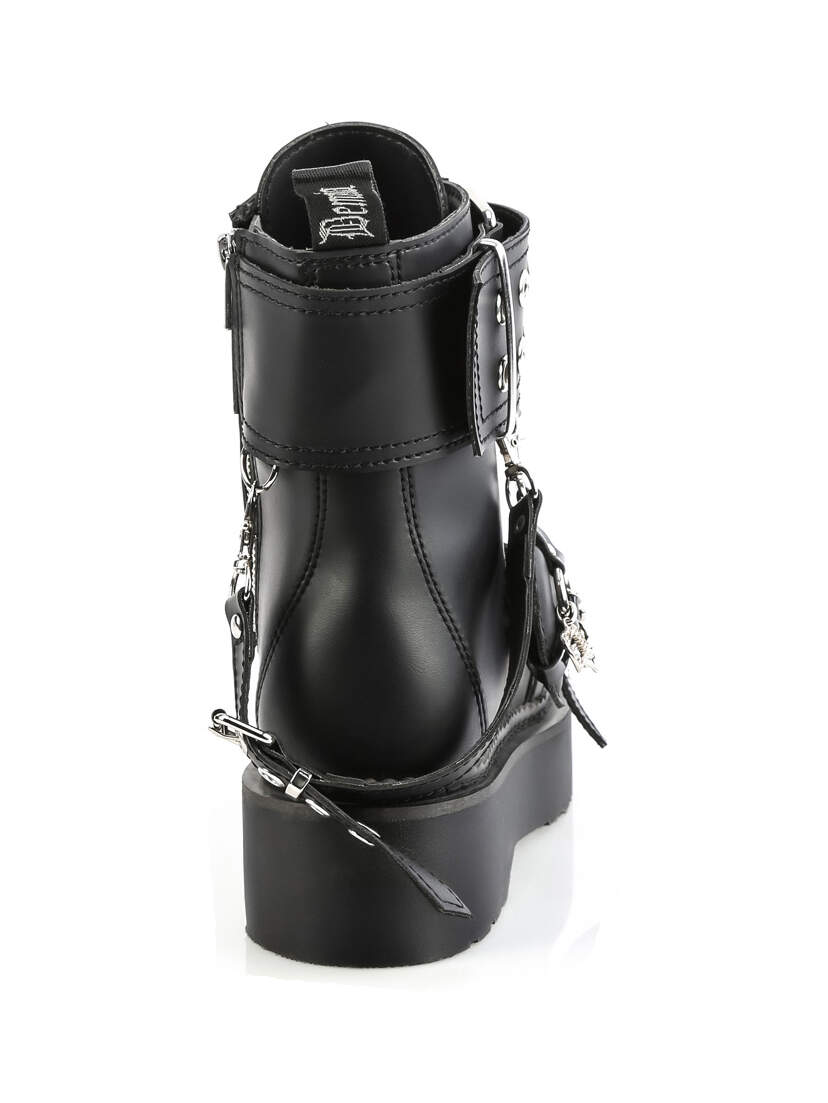 REBEL-52 Platform Combat Boots with Heart Charm