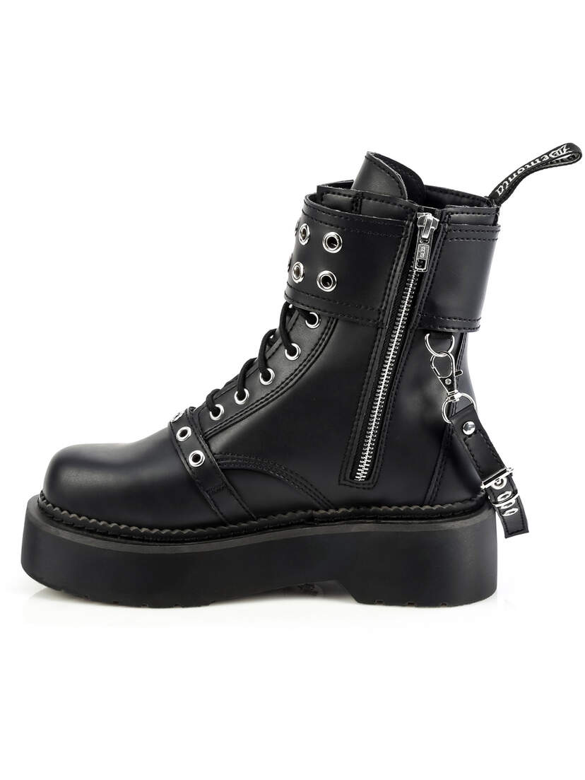 REBEL-52 Platform Combat Boots with Heart Charm