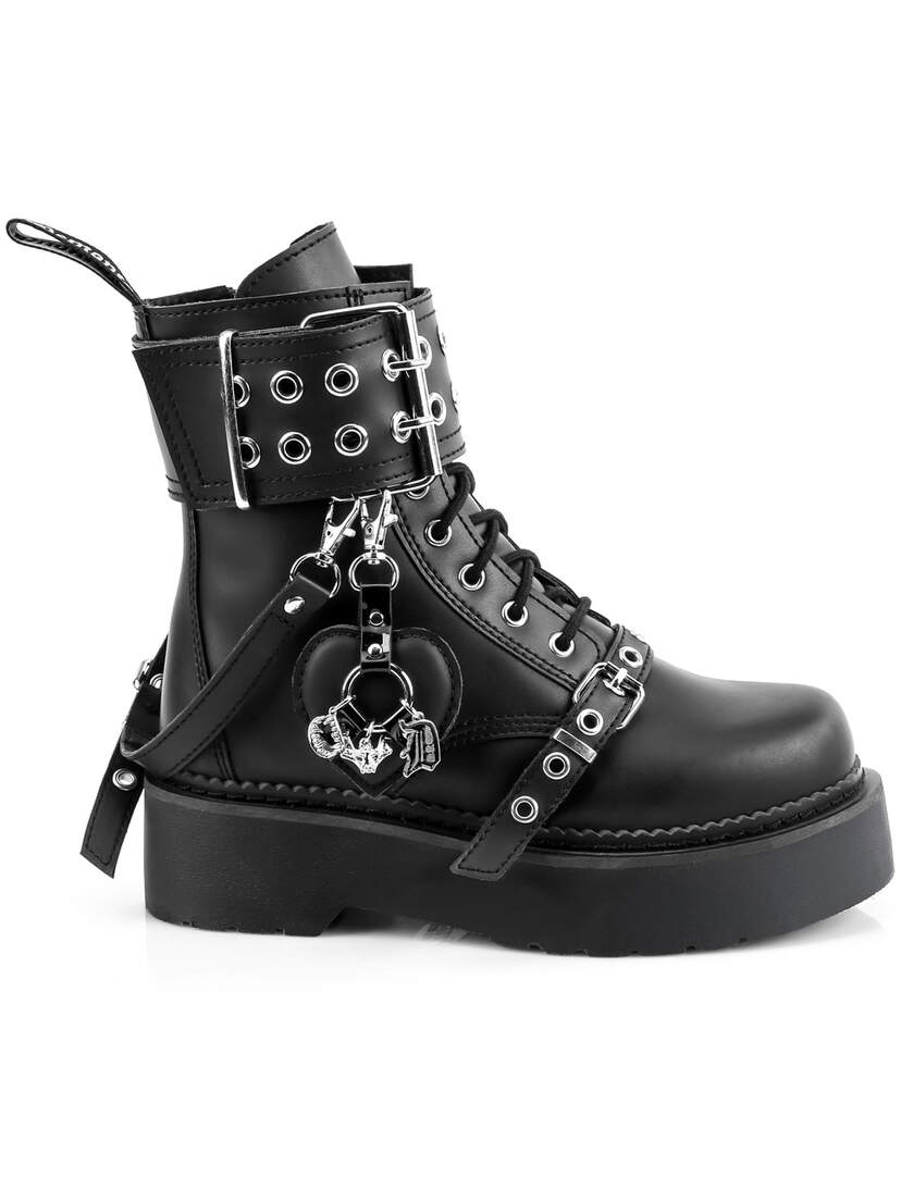 REBEL-52 Platform Combat Boots with Heart Charm